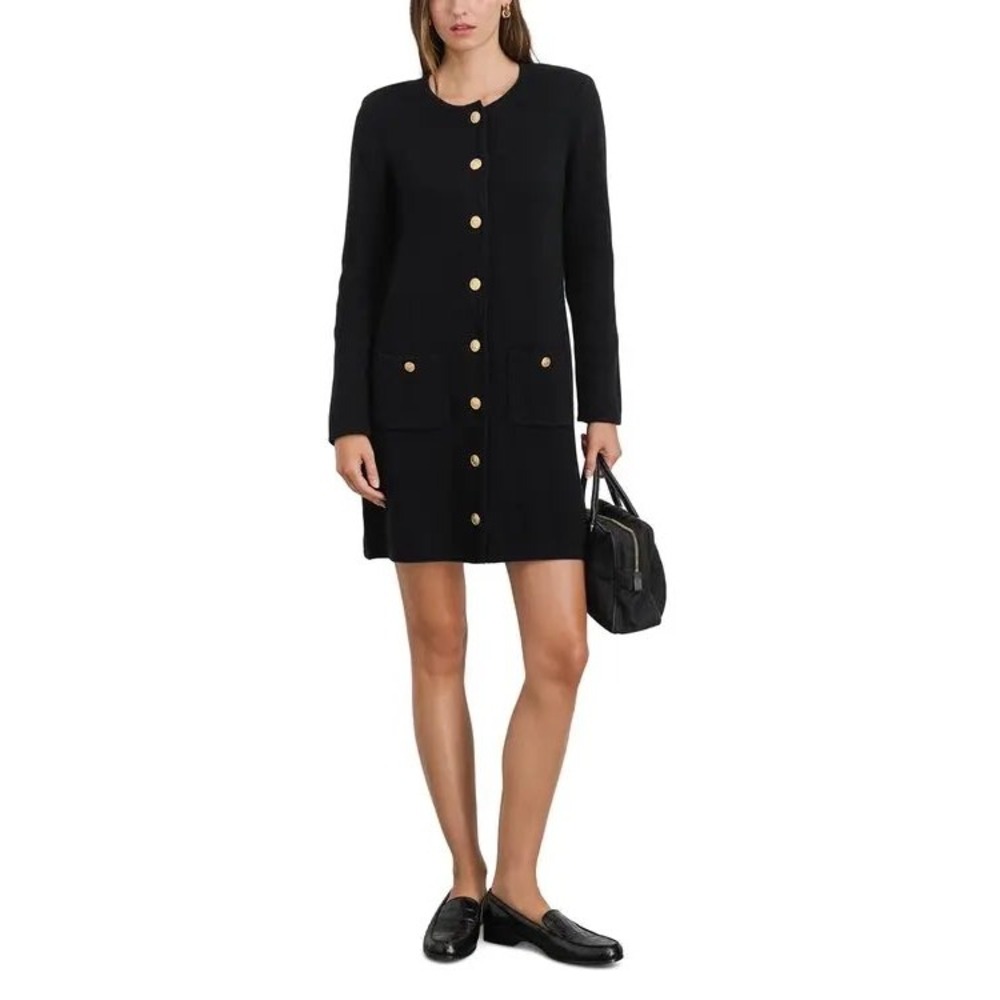 Tuckernuck Alex‎ Mill Stella Sweater Dress Black Gold Button Cotton Cashmere